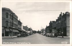 Atlantic Avenue, Fernandina Beach, Florida - Vintage Street Scene Postcard