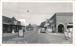 Street Scene with Rexall Drugs and Fay Theatre - Jasper, FL Postcard