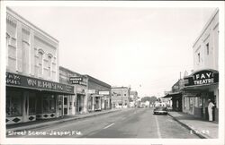 Jasper, Florida Street Scene with Fay Theatre and Businesses Postcard