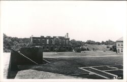 Old barracks building and parade grounds at Fort Clinch Postcard