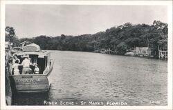 River Scene with Boat, St. Marks, Florida Postcard