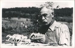 John Hall Carving Mules Postcard