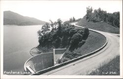 Fontana Lake Dam and Winding Road, North Carolina Postcard