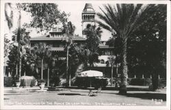 Ponce de Leon Hotel Grounds, Fountain & Patio Furniture Postcard