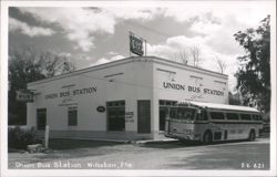 Union Bus Station, Williston, Florida with Greyhound Bus Postcard