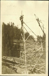 High Tension Power Lines Construction Postcard