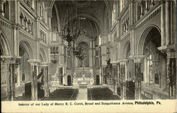 Interior Of Our Lady Of Mercy R. C. Church, Broad and Susquehanna Avenue Philadelphia, PA Postcard Postcard