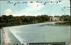 Chemung River Dam, Columbia Street Postcard