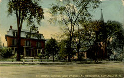 St. Johns Church And Parochial Residence Concord, NH Postcard Postcard