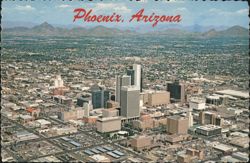 Phoenix, Arizona - Aerial View of Downtown Postcard