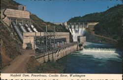 Mayfield Dam Powerhouse, Cowlitz River, Washington Postcard