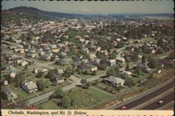 Aerial View of Chehalis, Washington with Mt. St. Helens Postcard