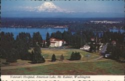 Veteran's Hospital, American Lake, Mt. Rainier Postcard