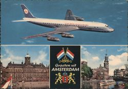 KLM Royal Dutch Airlines DC-8 Jet, Amsterdam Postcard