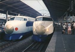 Bullet Trains at Tokyo Central Railroad Station Postcard