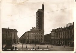 Piazza Castello - Via Roma e Torre Littoria, Torino Postcard