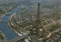 Aerial View of the Eiffel Tower and Seine River, Paris Postcard