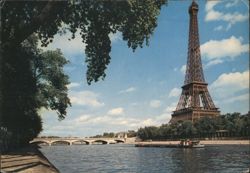 Eiffel Tower and Seine River, Paris Postcard