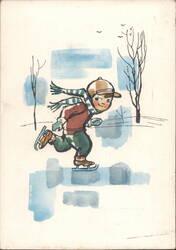 Ice Skating Postcard