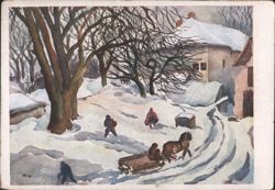 Winter Scene in Zbraslavice, Czechoslovakia Postcard