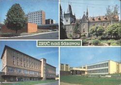 Zruč nad Sázavou, Czechoslovakia - Town Views Postcard