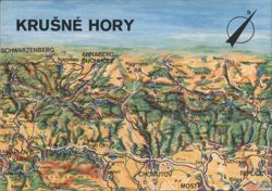 Topographic Map of Krušné Hory (Ore Mountains) Postcard