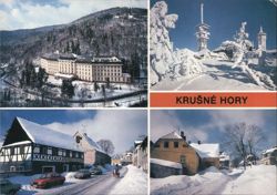 Krušné hory Mountains, Hotel, Village Street Scenes Postcard