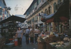 Singapore Street Market Scene Postcard