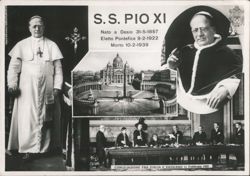 Pope Pius XI, St. Peter's Basilica, and Lateran Treaty Signing Postcard