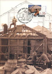 Building the Hut, 1911-14 AAE expedition Postcard