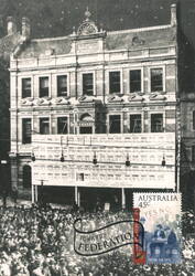 Waiting the Federal Poll - Argus Office, Melbourne Postcard