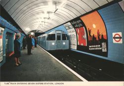 Tube Train Entering Seven Sisters Station Postcard