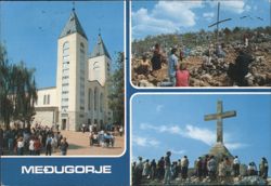 Medjugorje Church and Cross on Apparition Hill Postcard