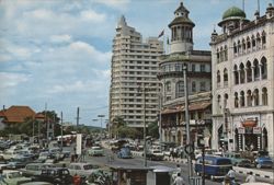 Collyer Quay, Singapore with Asia Insurance Building Postcard