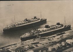 SS Bremen and Europa at Bremerhaven Postcard