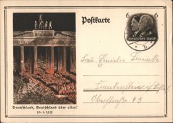 Brandenburg Gate, Berlin, Nazi Propaganda Postcard