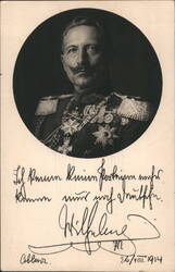 German Kaiser Wilhelm II, 26 VIII 1914 Postcard