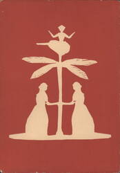 Silhouette of Two Women Holding Hands with Fairy Postcard