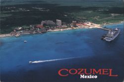 Cozumel, Mexico - International Pier with Cruise Ship Postcard