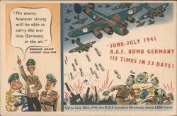 R.A.F. Bomb Germany 113 Times in 33 Days - Propaganda Postcard