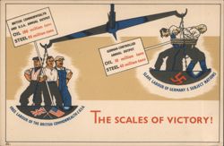 The Scales of Victory - WWII Propaganda Postcard