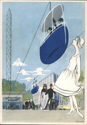 Expo 58 Brussels World's Fair Aerial Gondola Postcard