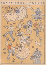 Kraft Durch Freude: People enjoying leisure activities Postcard