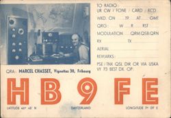 HB9FE Marcel Chasset, Vignettaz 30, Fribourg QSL Card Postcard