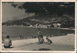 Beach Scene with Children Playing in the Water Postcard