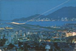 Kai Tak Airport at Night, Kowloon, Hong Kong Postcard