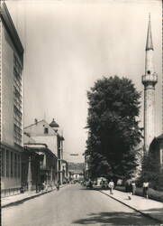 Tuzla Street Scene with Mosque Postcard