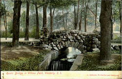 Rustic Bridge To First Sister Island, Wilcox Park Postcard