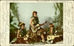 Hula Hula Dancers with Guitars & Ukuleles Postcard