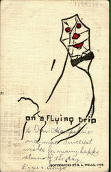 On A Flying Trip - Kite Travel Postcard Postcard